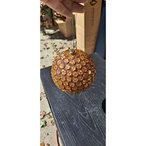 Vintage Peachy Orange Christmas Ball Ornament 5"